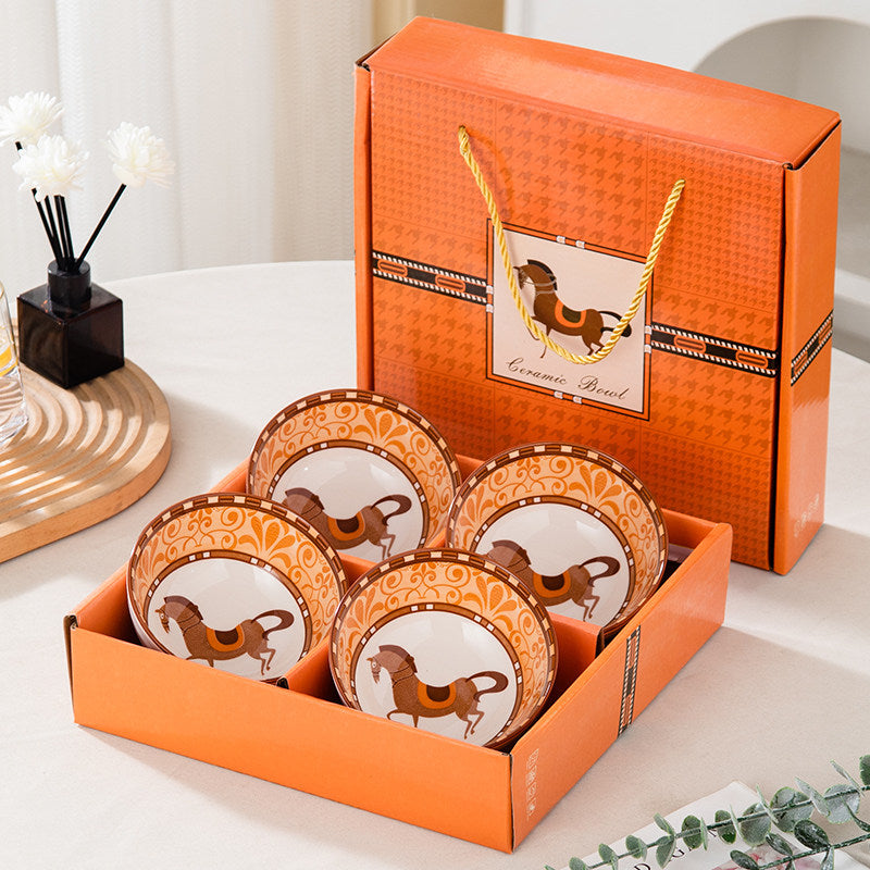 Lucky Horse Bowl and Chopsticks Gift Set