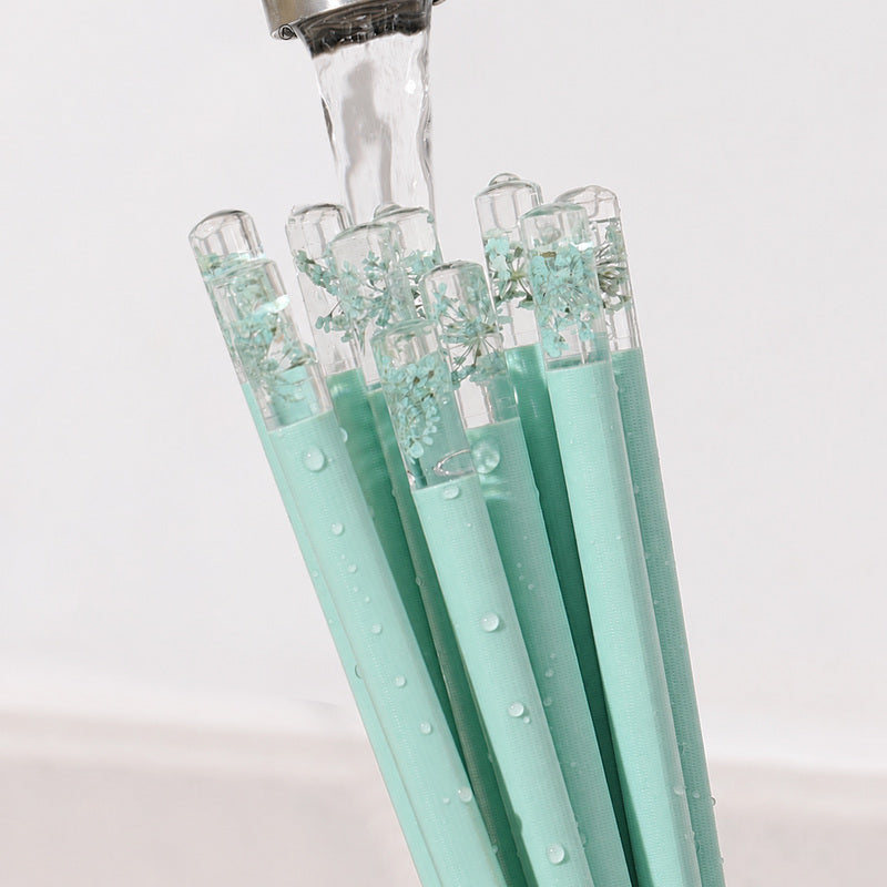 Mint Green Preserved Flower Reusable Chopsticks – 5 Pairs