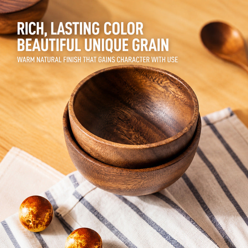Natural Jujube Wood Bowl – Japanese-Style Rice, Soup & Noodle Bowl