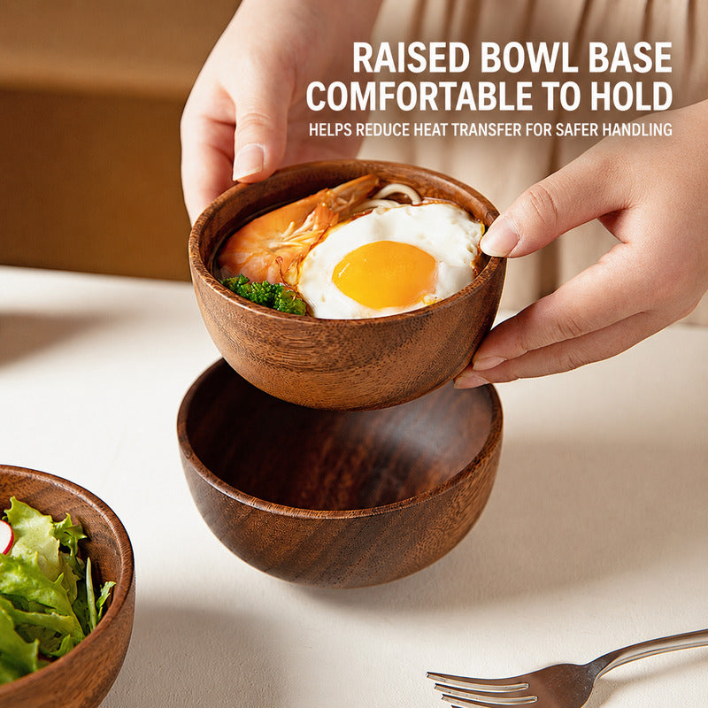 Natural Jujube Wood Bowl – Japanese-Style Rice, Soup & Noodle Bowl
