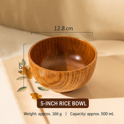 Natural Jujube Wood Bowl – Japanese-Style Rice, Soup & Noodle Bowl