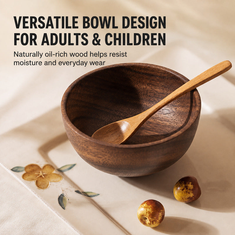 Natural Jujube Wood Bowl – Japanese-Style Rice, Soup & Noodle Bowl