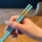 Porcelain Blue & Gold Reusable Chopsticks Set