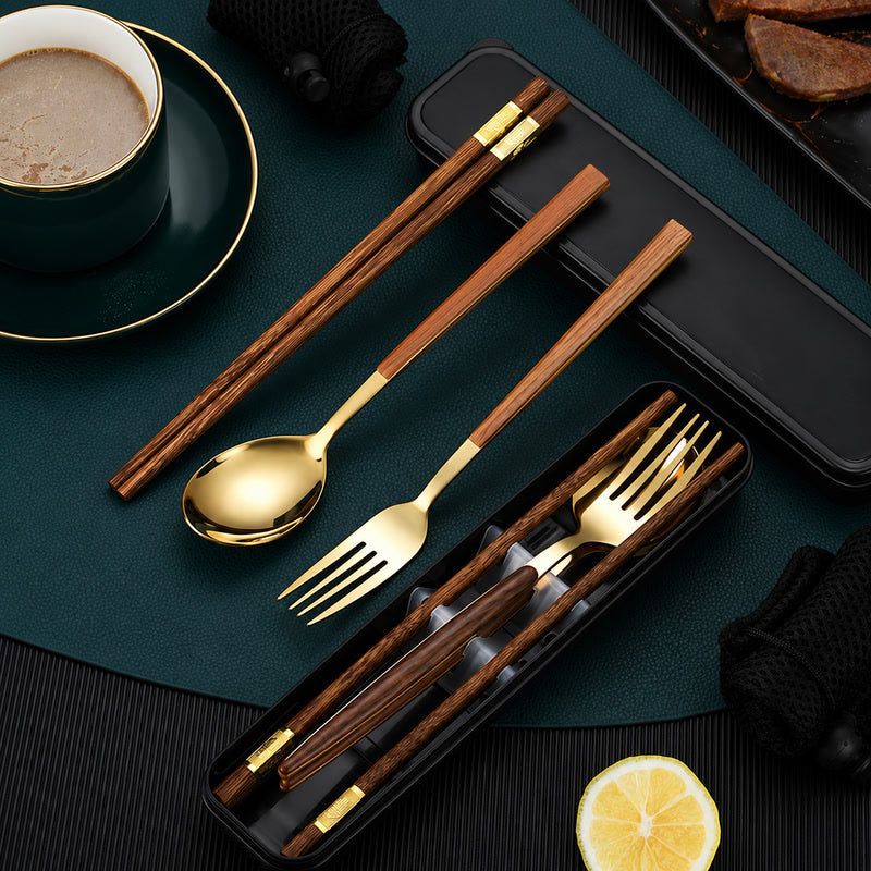 Gold-Tone 3-Piece Reusable Utensil Set
