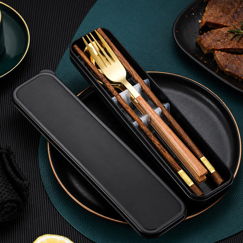 Gold-Tone 3-Piece Reusable Utensil Set