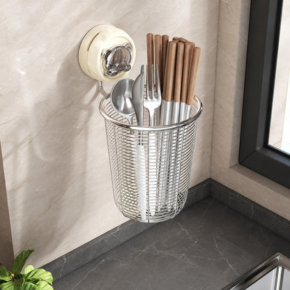 304 Stainless Steel Wall-Mounted Chopstick Holder with No-Drill Suction Cup