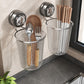 304 Stainless Steel Wall-Mounted Chopstick Holder with No-Drill Suction Cup