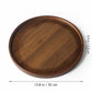 13.8-inch round bamboo serving tray with walnut finish