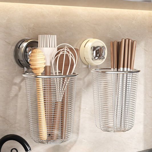 304 Stainless Steel Wall-Mounted Chopstick Holder with No-Drill Suction Cup