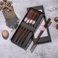 Brown Sakura Wooden Chopsticks Japanese Style Gift 5 Pairs Sets