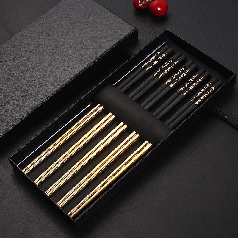 Colorful 304 Stainless Steel Chopsticks Chinese Style Luxury Gift Box