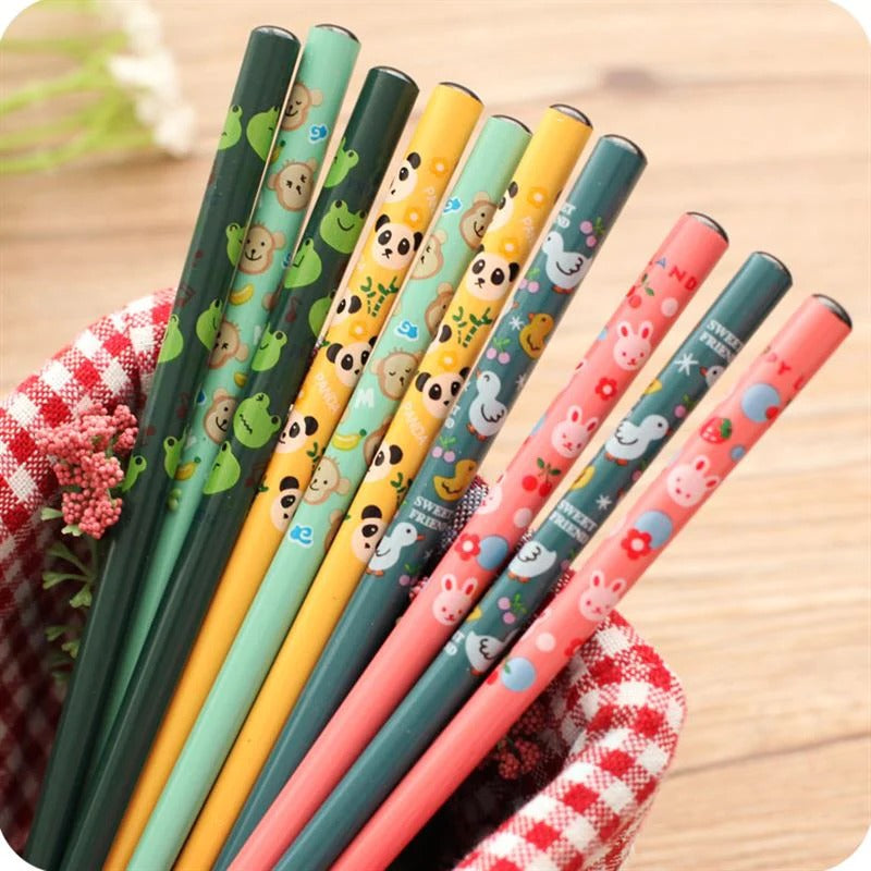 Kawaii Colorful Animals Reusable Natural Bamboo Chopsticks 5 Pairs Sets