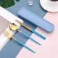 Portable Stainless Steel Chopsticks Spoon Fork with Case Cutlery 4pcs Set