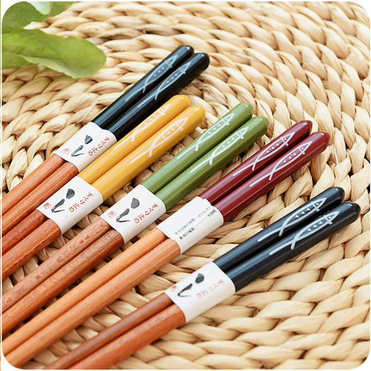 Pretty Natural Bamboo Chopsticks Japanese Saury Style Gift 5 Pairs Sets