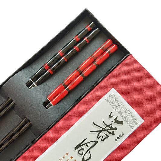 Red Black Craft Wooden Chopsticks