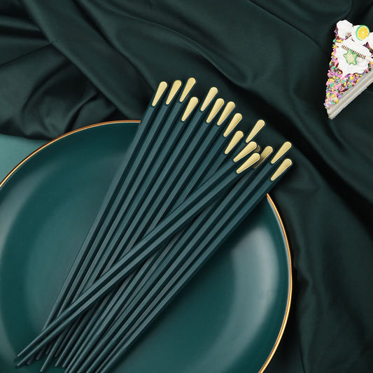 Reusable Green Fiberglass Chopsticks Fancy Japanese Style 5 Pairs Sets
