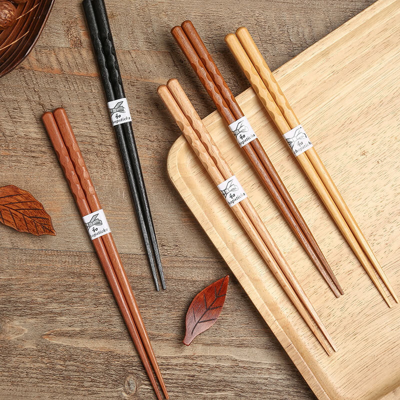 Reusable Wooden Twisted Craft Chopsticks Japanese Style Creative Gift 5 Pairs Sets